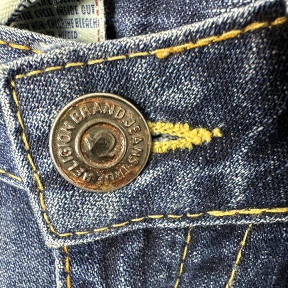 True Religion Joey Dark Hollow First Edition Destroyed Woman 27X32 Bootcut Flare - Picture 6 of 11